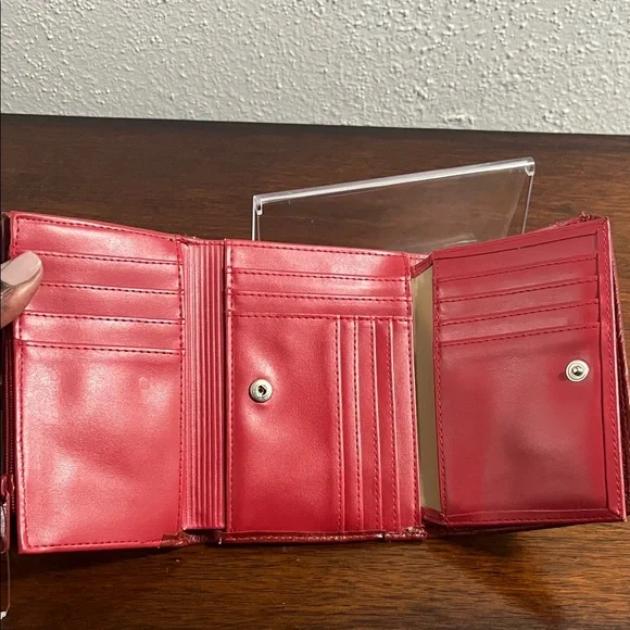 EUC- Burton Red Genuine Leather Exterior  Wallet with Metal Accents - Picture 5 of 12